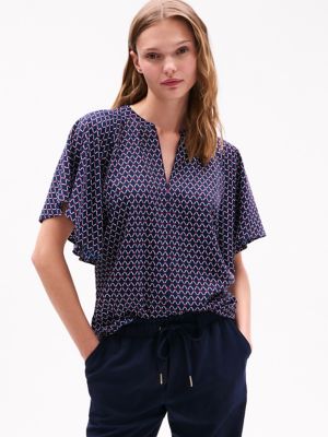 Rope Print Top, Navy