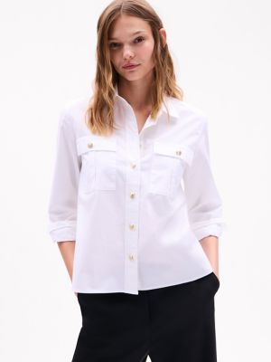Gold Button Shirt, Optic White