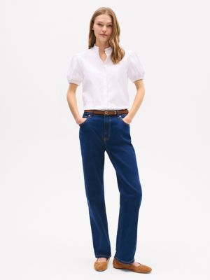 Puff-Sleeve Shirt, Optic White