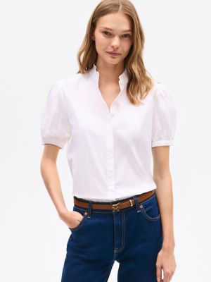 Puff-Sleeve Shirt, Optic White