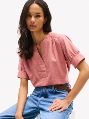 Linen-Blend Multi Sheer Shirt♡ LINEN BLEND 3/4 SLEEVE UTILITY TOP – Ellen Tracy