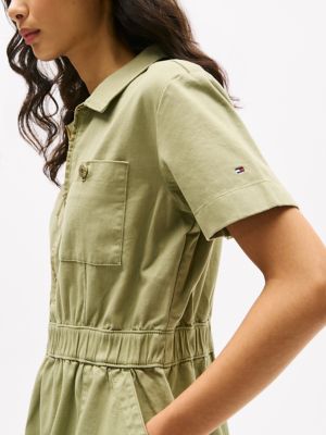 Short-Sleeve Zip Chino Utility Dress | Tommy Hilfiger USA