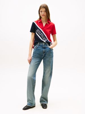 Banner Logo Stretch-Cotton Polo, Navy