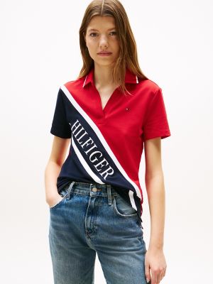 Banner Logo Stretch-Cotton Polo, Navy