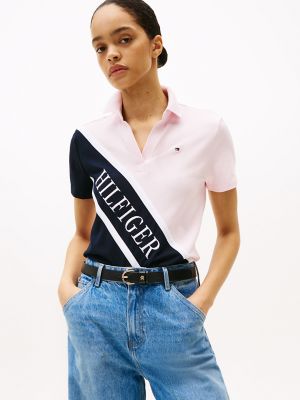 Banner Logo Stretch-Cotton Polo, Light Pink