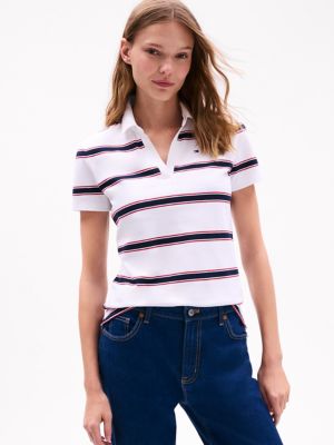 Stripe Stretch-Cotton Polo, Optic White Stripe