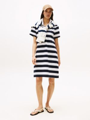 Rugby Stripe Polo Dress, Navy Stripe