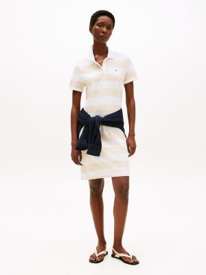 Rugby Stripe Polo Dress, Beige Heather Stripe