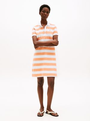 Rugby Stripe Polo Dress, Peach Dusk Stripe