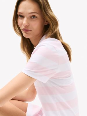 Rugby Stripe Polo Dress, Light Pink Stripe