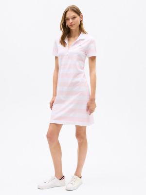 Rugby Stripe Polo Dress, Light Pink Stripe