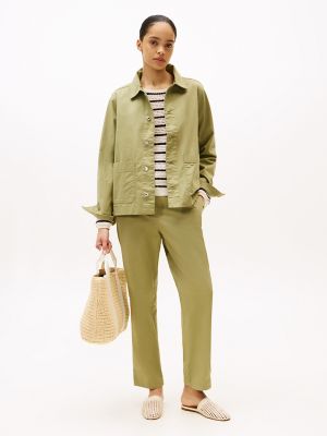 Stretch-Cotton Chino Chore Jacket, Faded Olive