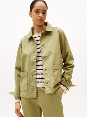 Stretch-Cotton Chino Chore Jacket, Faded Olive