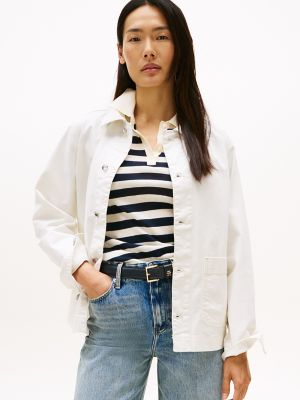 Blouson de corvée Chino en coton extensible, ivoire