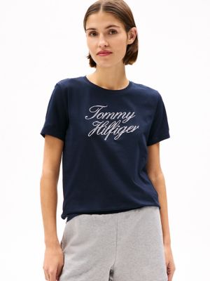 Script Hilfiger Logo T-Shirt, Navy