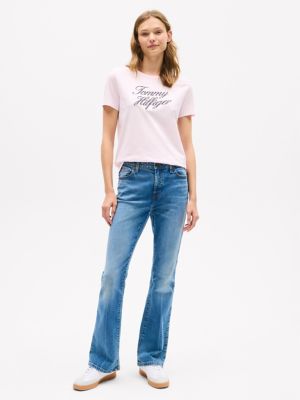Script Hilfiger Logo T-Shirt, Light Pink