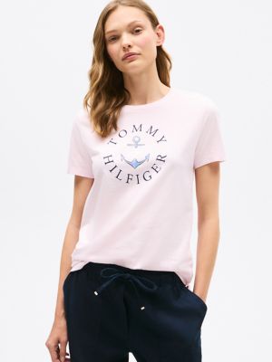 Tommy Anchor Logo T-Shirt, Light Pink
