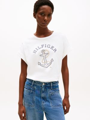 Hilfiger Anchor Logo T-Shirt, Ecru
