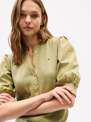 Puff-Sleeve Henley Top | Tommy Hilfiger USA