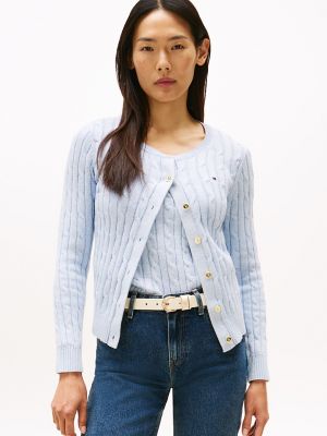 Cable Knit Cardigan, Blue