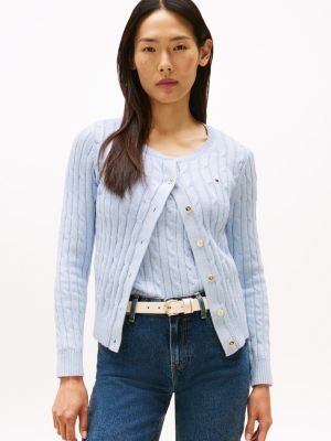 Cable Knit Cardigan, Blue