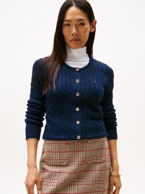 Cable Knit Cardigan, Navy