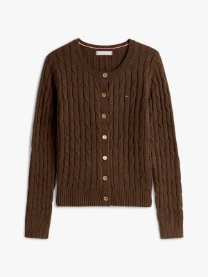 トップス CABLE KNIT CARDIGAN / brown EMBROIDERED CABLE KNIT CARDIGAN - taupe brown | ZARA United States