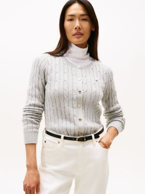 Cable Knit Cardigan, Grey