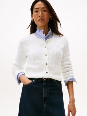 Cable Knit Cardigan, Ecru