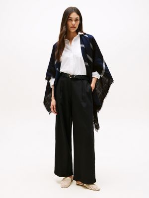 Stripe Cotton-Linen Blend Cape, Navy / Calico