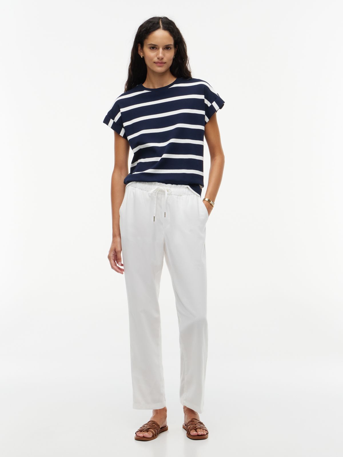 Sueded Twill Lightweight Jogger Pant — Ecru