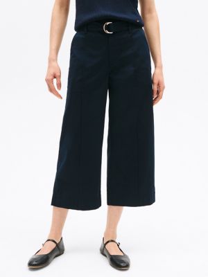 Belted Wide-Leg Chino, Navy