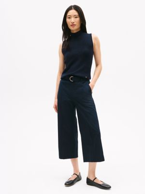 Belted Wide-Leg Chino, Navy