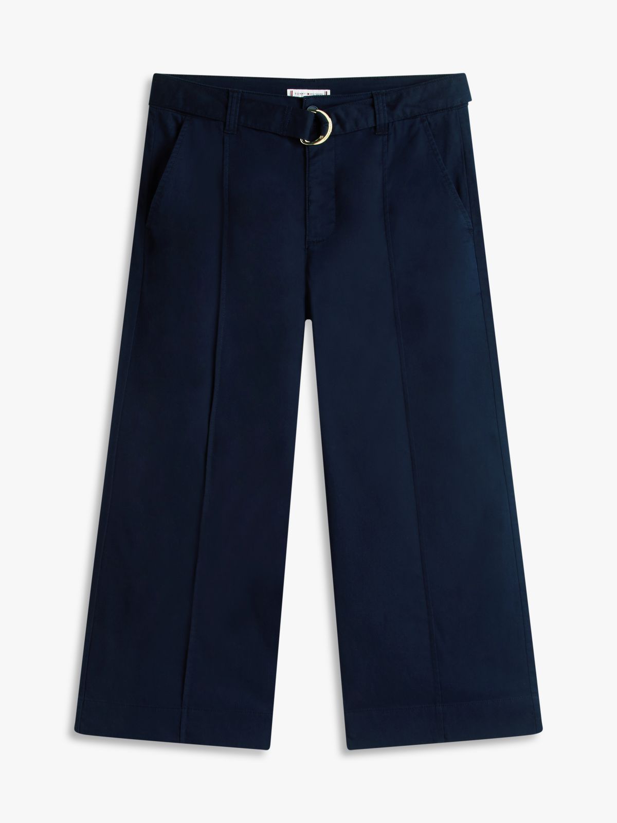 Belted Wide-Leg Chino — Navy