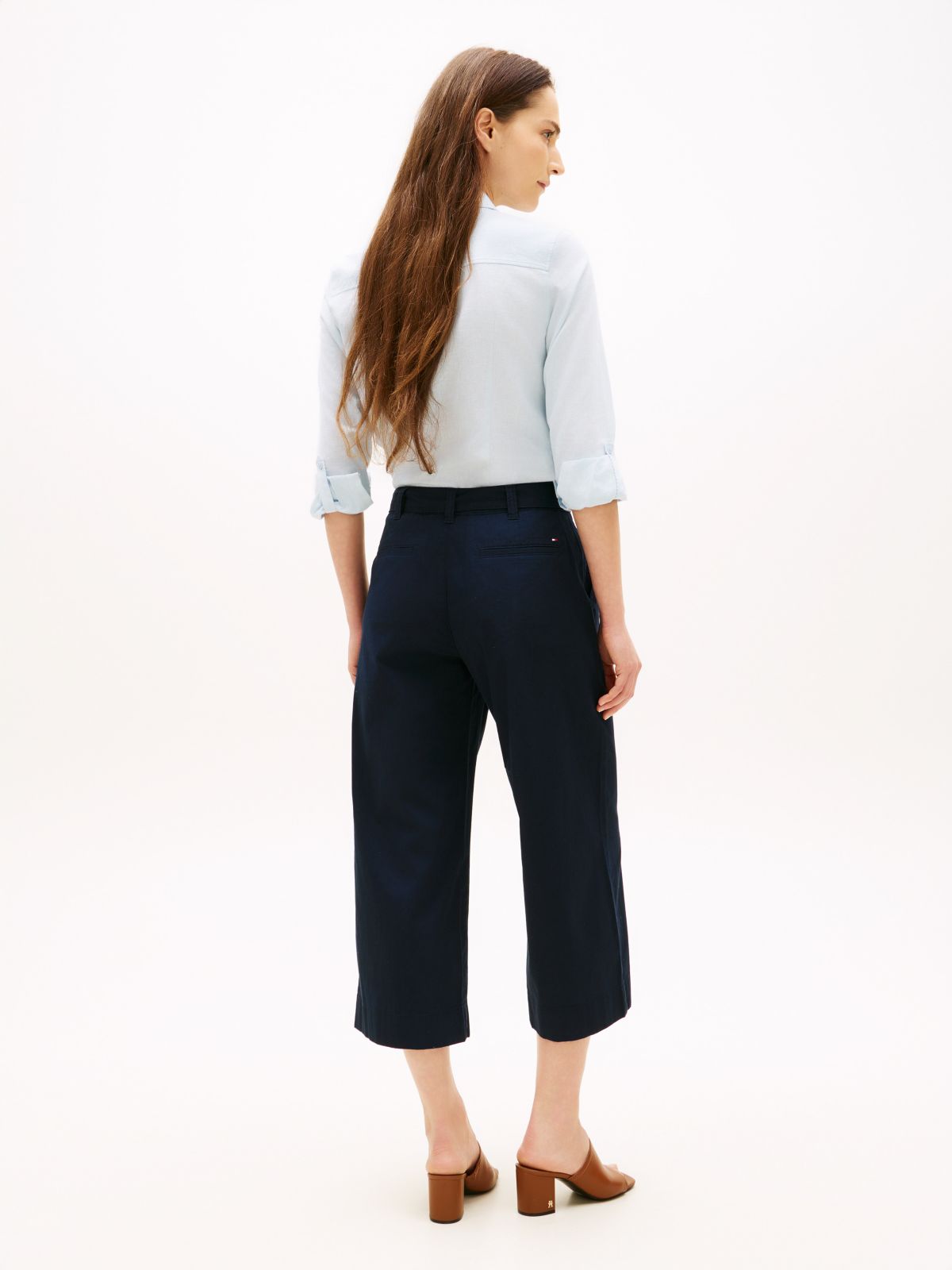 Belted Wide-Leg Chino — Navy