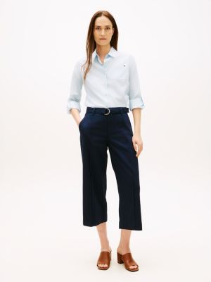 Belted Wide-Leg Chino, Navy