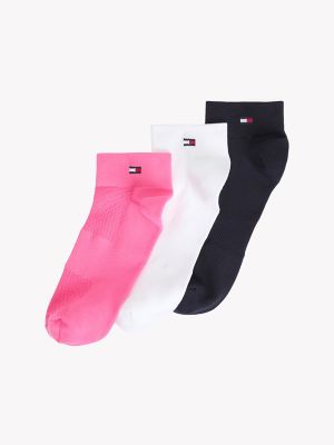 Tommy Flag Quarter-Top Sport Sock, Fandango Pink / Multi