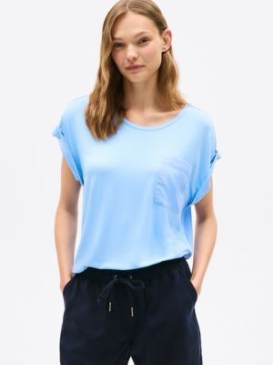 Dolman-Sleeve Crewneck Pocket T-Shirt, Vessel Blue
