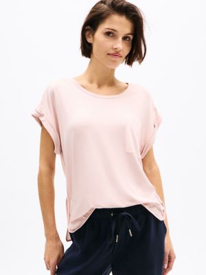 Dolman-Sleeve Crewneck Pocket T-Shirt, Whimsy Pink