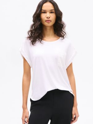Dolman-Sleeve Crewneck Pocket T-Shirt, Optic White