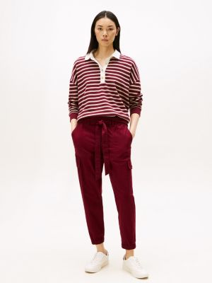 Belted Cargo Jogger, Burgundy