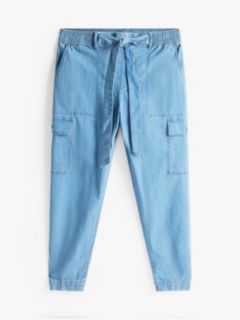 Belted Cargo Jogger — Light Wash Chambray 5