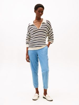 Belted Cargo Jogger, Light Wash Chambray