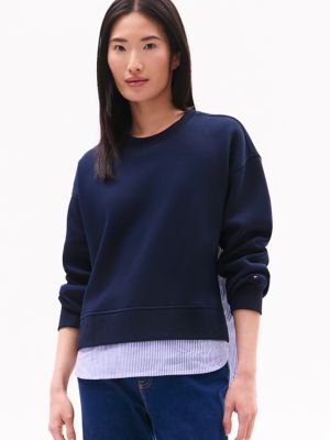 Mixed Media Hybrid Sweatshirt, Navy