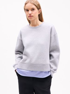 Mixed Media Hybrid Sweatshirt, Light Grey Heather