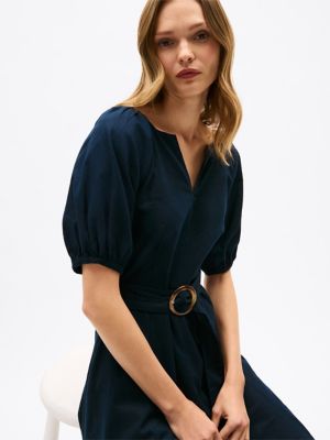 knee length dresses for ladies TOMMY HILFIGER LINEN MIDI DRESS – Your Sports Performance main image 0
