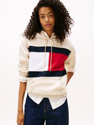 Bold Flag Logo Hoodie, Country Ivory Heather