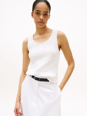 Cable Knit Sweater Tank, Ecru