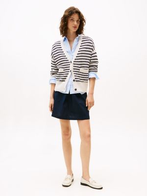 Cotton-Linen Blend Skirt, Navy