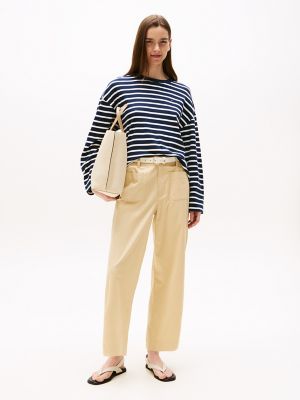Linen-Blend Patch Pocket Culotte, Harvest Wheat
